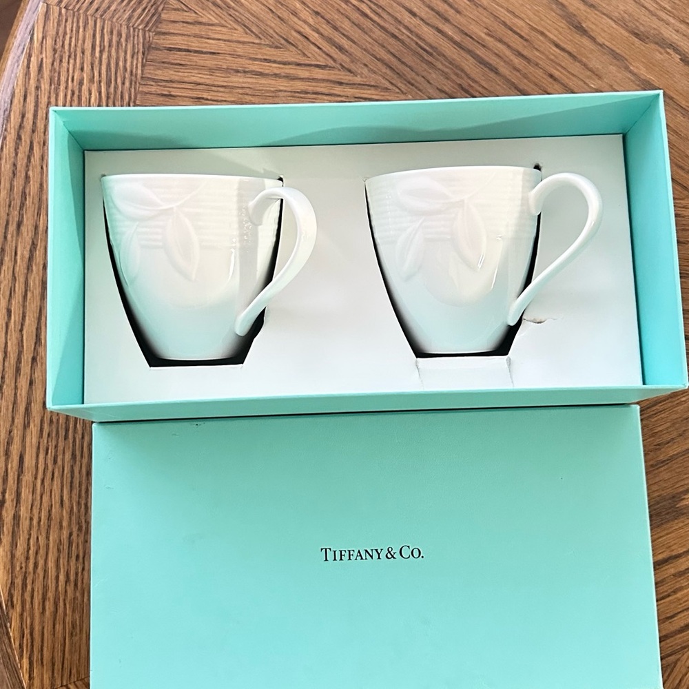 Tiffany & Co. White Porcelain Mug Pair